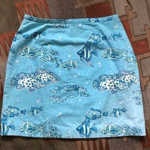 Lilly Pulitzer Fish Skirt 100% Cotton Shell Skirt Women’s Size 10
